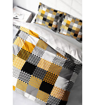 Lastikli Çarşaflı %100 Pamuk Saten Çift Kişilik Nevresim Takımı Checkers Gray