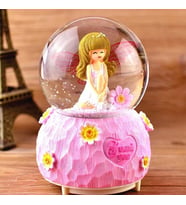 Peri Kız Tasarımlı Işıklı ve Müzikli Kar Küresi (Pembe)