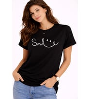 Unisex Tişört Smile Baskılı Basic Oversize Günlük Rahat %100