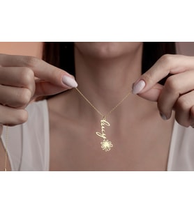 Çiçek İsimli Kolye, Kişiye Özel Çiçek Kolye, Minimalist Kolye
