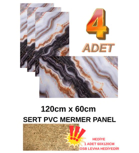 4 ADET 60x120cm Alternatif Kaplama UV PVC Gold Mermer Desenli  Ev Ofis Otel Duvar Kaplama Paneli