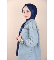 Gece Mavisi Lavinse Scarf Janjan Şal