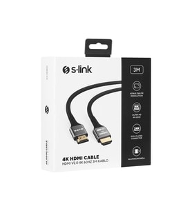 S-LINK SLX-HD4K03 3 Mt Metal v2.0 4K (4096*2160) 60Hz HDMI Kablo