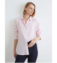 LCW Vision Pembe Çizgili Oversize Kadın Gömlek