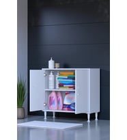 Eliusta Arden 85 cm Beyaz 2 Bölmeli Banyo Düzenleyici Dolap 1 Raflı Çok Amaçlı Mutfak Dolabı 85x75x32,5 cm