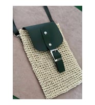 Hasır Mini Bag, Cep Telefonu Çantası (Haki)