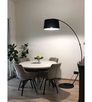 RİOLİGHT VINTAGE, MODERN SİYAH METAL GÖVDE 1XE27 SİYAH KUMAŞ HAREKETLİ BAŞLIK LAMBADER,KÖŞE LAMBASI