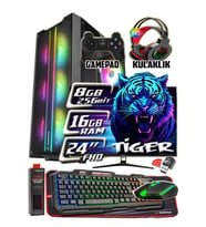 WarboX TİGER 8GB E.Kartı Rx580 DDR5 Xeon X5650 16gb Ram 256gb Ssd 250gb Hdd 24" Monitör Gaming  PC
