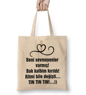 Komik Söz Beni Sevmeyenler Varmış Bez Çanta Uzun Saplı