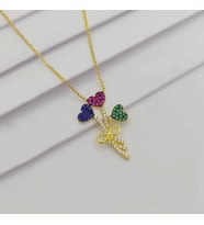 Gümüş Kalp Buketi Kolye 925 Ayar