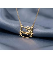 Kişiye Özel 925 Ayar Gümüş Hello Kitty İsim Kolye (Gold)