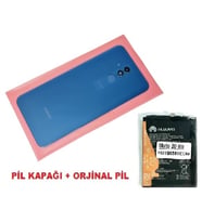 Huawei Uyumlu MATE 20 Lite Arka Pil Batarya Kapağı + PİL (LENSLİ CAM) MAVİ