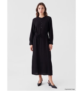 LCW Modest Siyah Bisiklet Yaka Müslin Elbise