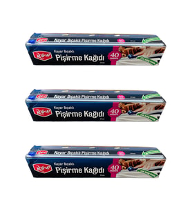 Roll-Up Kayar Bıçaklı Beyaz Yağlı Fırın Tepsi Pişirme Kızartma Kağıdı - 37 Cm. x 40 Metre - 3 Adet