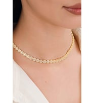 Gümüş Altın Gold Kaplama Beyaz Zirkon Taşlı Pırlanta Modeli Su Yolu Choker Tasma Kolye