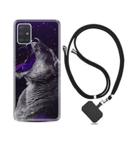 Samsung a71 A72 A73 A7 A9 2018 C7 C9 Kılıf Boyun Askılı Silikon Purple Leopar 1750