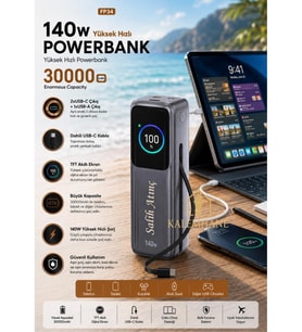 Kalemhane Kişiye Özel 140w Hızlı Şarj 30. 000 Mah. Telefon, Tablet,Laptop,Notbook Şarj Edebilen Powerbank