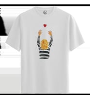 Heart Reach - %100 Pamuklu Kadın Beyaz Tişört - Premium Quality (Siyah - Beyaz)
