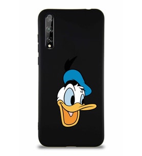 Huawei P Smart S Soft Premier Kapak Donald Duck-A Tasarımlı Silikon Kılıf - Siyah (Şeffaf)