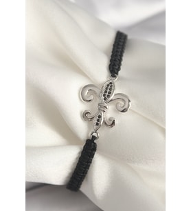 Pirinç Gümüş Renk Zirkon Taş İşlemeli Zambak Model Asansörlü Makrome Model - SSSSSS9072-8