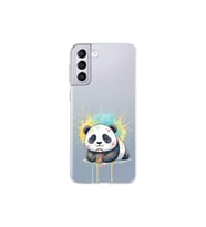 Samsung Galaxy S21 Plus ile Uyumlu Splash Panda Tasarımlı Şeffaf Silikon Kılıf