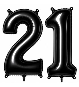 21 Rakam Folyo Balon Siyah Rengi (76 cm)