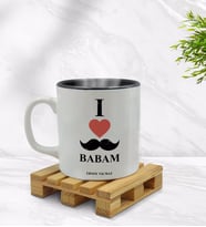 BK Gift Kişiye Özel Babamı Seviyorum Tasarımlı İçi Siyah Renkli Kupa Bardak Model 1