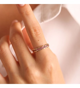 14 Ayar Altın Sarmaşık Ruby Yüzük (Çok Renkli)