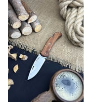 Piknik Çakısı Kamp Bıçağı Katlanabilir Çakı Outdoor Bıçak Deri Kılıf Hediyeli Sapelli Ağacı Saplı 21 cm