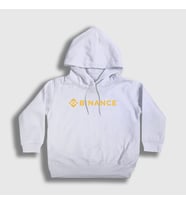 Presmono Unisex Çocuk Beyaz Logo Binance Bitcoin Kapüşonlu Sweatshirt 322953tt (Beyaz)