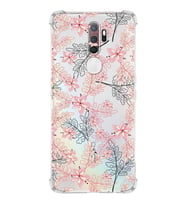 PrintiFy Oppo A9 2020 Uyumlu Köşe Korumalı Floral Kırmızı Tasarımlı Şeffaf Silikon Kılıf