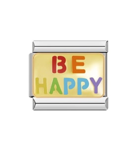 Renkli Mutlu Ol (Be Happy) Çelik İtalyan Charm