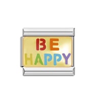Renkli Mutlu Ol (Be Happy) Çelik İtalyan Charm