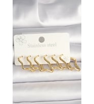 316L Çelik Gold Renk Yıldız Model Kadın Küpe Seti - TJ-BKP10352