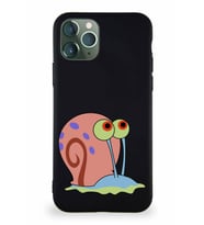 Apple iPhone 11 Pro Soft Premier Kapak Salyangoz Gary Tasarımlı Silikon Kılıf - Siyah (Şeffaf)