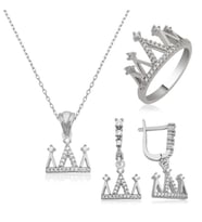 Gümüş Kraliçe Tacı Bayan Set (Standart)