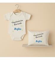 Pia Baby B29 %100 Pamuk Teyzesinin Biricik Aşkı Yazılı Tasarlanabilir Bebek Body Ve Yastık Kılıfı (Ekru)
