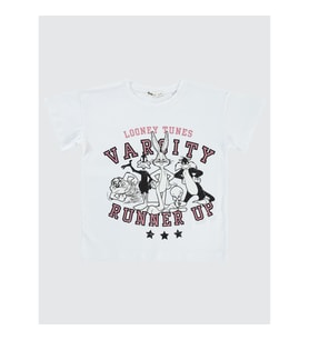 Looney Tunes Kız Çocuk Tişört 6-9 Yaş Beyaz