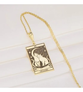 Kişiye Özel The Lovers Tarot Kolye 925K Gümüş (Gold)