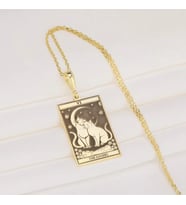 Kişiye Özel The Lovers Tarot Kolye 925K Gümüş (Gold)
