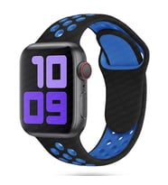 Apple Watch 10/11 42mm-38/40/41mm Kordon Delikli Spor Kordon 2/3/4/5/6/se/7/8/9 (Siyah-Mavi)