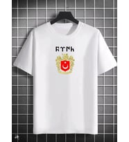 pilelistore- Unisex Bisiklet Yaka Baskılı Oversize T-Shirt - Beyaz