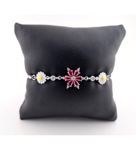 PAPATYA VE PEMBE LOTUS ÇİÇEĞİ 925 AYAR GÜMÜŞ BİLEKLİK (Karışık)