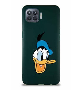 Oppo Reno 4 Lite Soft Premier Kapak Donald Duck-A Tasarımlı Silikon Kılıf - Yeşil (Şeffaf)