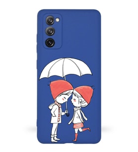 Samsung Galaxy S20 FE Uyumlu Lansman Kılıf Aşk Tasarımlı İçi Kadife Kapak-Lacivert (Şeffaf)