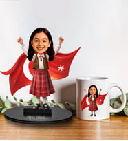 Kişiye Özel 23 Nisan Tasarımlı Kız Çocuğu Karikatür Biblo Ve Kupa Hediye Seti 266