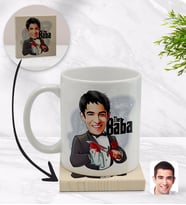 BK Gift Kişiye Özel Baba Godfather Karikatürlü Beyaz Kupa Bardak ve Ahşap Bardak Altlığı Hediye Seti - Model 5
