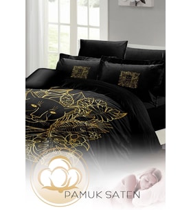 Çift Kişilik ( Lastikli Çarşaflı ) %100 Pamuk Saten Nevresim Takımı Leopar Line