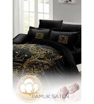 Çift Kişilik ( Lastikli Çarşaflı ) %100 Pamuk Saten Nevresim Takımı Leopar Line