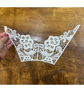 BEYAZ GÜPÜR NAKIŞ İŞLEME YAKA APLİKE DİKİŞ AKSESUARI 36X12 CM